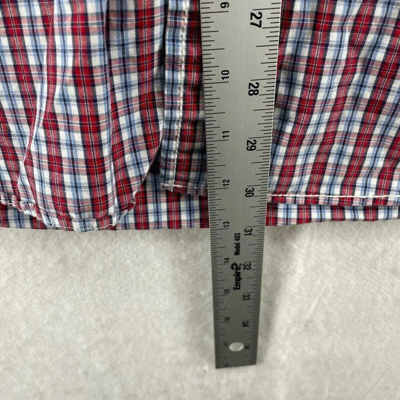 Tommy Hilfiger Button-Down Shirt Men's Sz XXL Red Blue Plaid Collared Pocket - Picture 5 of 10